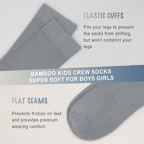 Bamboo Kids Crew Socks School Anti Odor Socks for Boys Girls Uniform Light Weight Flat Seam Socks 5 Pairs 2 41UNfMOVD8L. AC