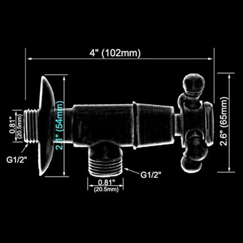 1 Stück Messing Eckventil 1/2 Zoll WC-Wasserstopp Ventil 102 x 65 mm für Küche, Balkon, WC, Badezimmer, Mop-Pool, Waschwanne, Gold
