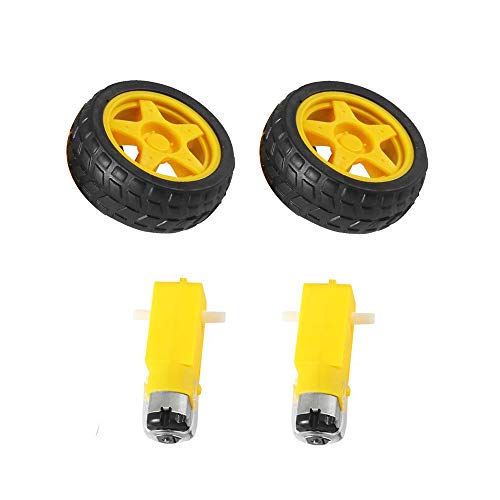 2Pcs Dc Electric Motor 3-6V Dual Shaft Geared Tt Magnetic Gearbox Engine With 2Pcs Plastic Car Tire Wheel, Mini Φ67Mm Smart Rc Car Robot Tyres Model Gear Parts #TOP1