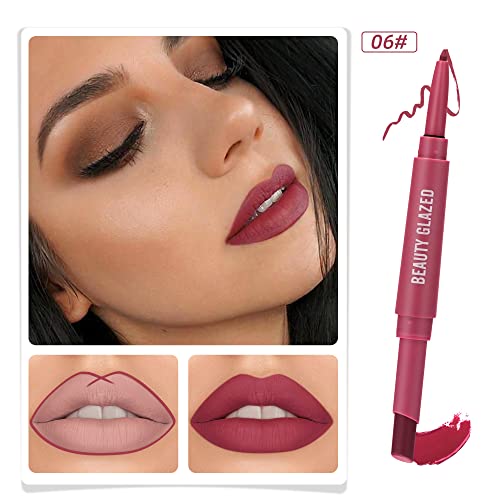 Myuango 6Pcs Matte Velvet Lipstick + Lip Liner Set - Long-Lasting Vegan Lip Makeup Kit For Colorful And Defined Lips - Double Ended Applicator #TOP6