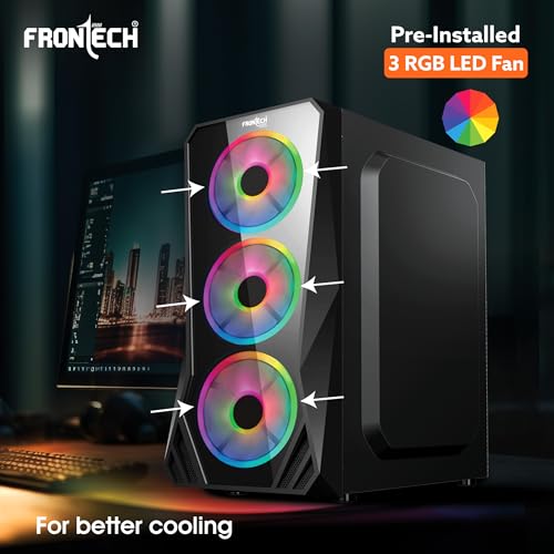 Frontech Computer Case FRONTECH IRIS Gaming Cabinet /Computer Case with HD Audio | ATX /Mini ...