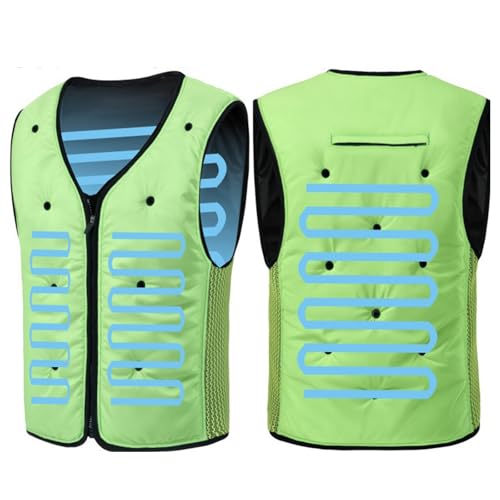 ALMASI Chalecos de enfriamiento por evaporación con inyección de agua de verano, protección solar para trabajadores al aire libre, nuevo aire acondicionado(Green,Large)