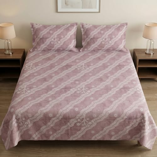Image of Mafatlal 186 TC Metro Cotton King Size Bedsheet | 108 x 108 Inch|Soft, Breathable & Lightweight | Includes 2 Pillow Covers| Soft Lavender 2