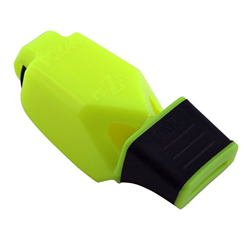 Sifflet Fox 40 Fuziun CMG jaune fluo avec cordon break-away pour arbitrage