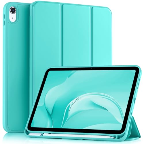 Image of Akkerds Compatible with iPad (A16) 11th Generation Case 11 Inch 2025, for iPad 10th Generation Case 10.9 Inch 2022 with Pencil Holder, Slim Trifold Stand Protective Cover with Soft TPU Back, WaterBlue
