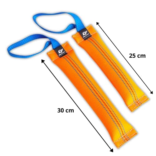 Bull Fit Beisswurst für Hunde, 30 cm mit Handschlaufe - Sehr Robustes Hundespielzeug zum Training, Tauziehen und Zerrspiele mit Hund - Aus hochwertigem Feuerwehrschlauch handgefertigt, orange