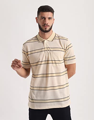 Image of INKKR Striped Men Polo Neck Half Sleeve T-Shirt