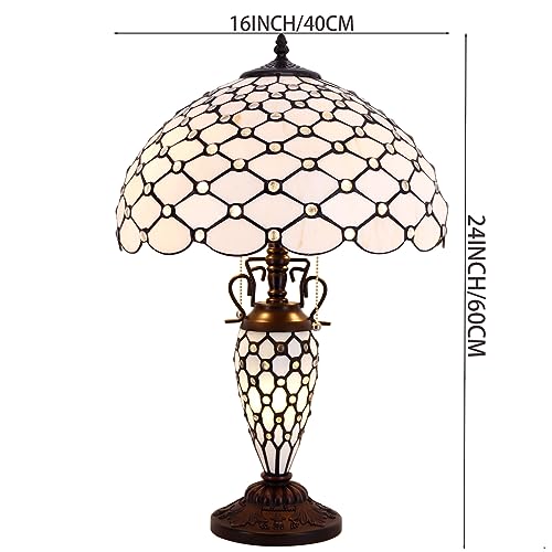 Image of WERFACTORY Tiffany Lamp Cream Stained Glass Mather-Daughter Vase Table Lamp