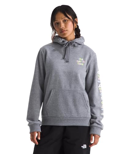 THE NORTH FACE Women's Evolution Proud Hoodie | Everyday Hooded Jacket with a Logo Graphic, TNF Mid Grey Heather, Medium