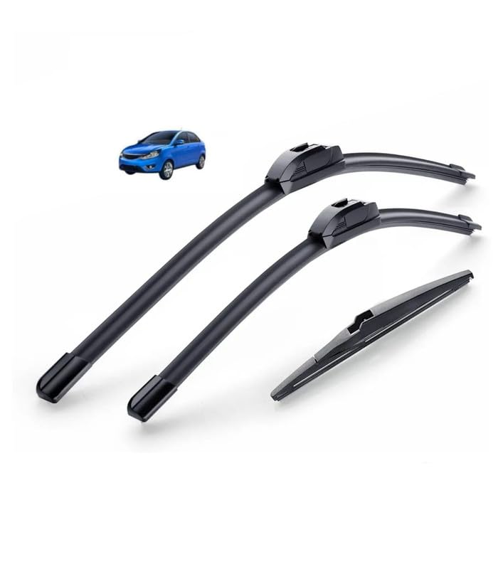Image of AWB 24 inch+14 inch Frameless /Soft Wiper Blades with 10 inch Rear Specific Wiper Blade Replacement Set for Tata Zest(Set of 3)