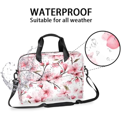 Maletín para laptop 15.6-16 pulg con flores rosa resistente al agua miniatura 3
