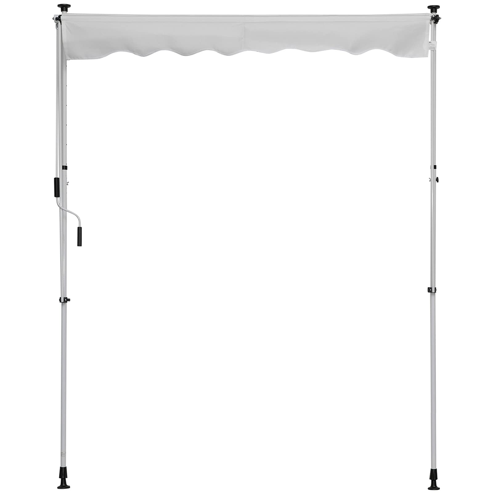 Outsunny Toldo Manual Retráctil 2x1,5 m Altura Ajustable Blanco | 170-280 cm, Toldo Exterior Terraza Enrollable, con Manivela, Anti-UV e Impermeable, Sin Taladro, para Balcón, Jardín