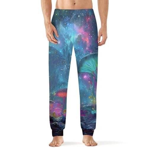 Psychedelic Mushroom Forests Universes Men's Pajama Pants Lounge Pant Sleepwear PJ Bottoms