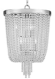 Durchmesser: 46,4 cm Casa Padrino Luxus Hängeleuchte Silber Ø 46,4 x H. 70,5 cm - Runde Pendelleuchte mit Kristallglas