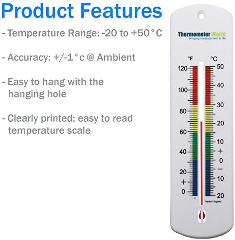 Large 240mm Outdoor Thermometer for Garden - Can be used as a Greenhouse Thermometer or Home Office Room Indoor Wall Outside (Multi-Colour)