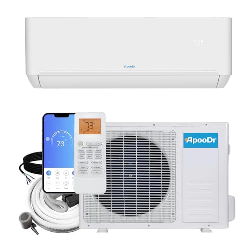 ApooDr AT-Pro Series 18,000 BTU 22 SEER2 Mini Split Air Conditioner Ductless Inverter System with Heat Pump 220V,Energy-Star Wi-Fi with 16 Ft. Kit -  ATPRO23-18H1B