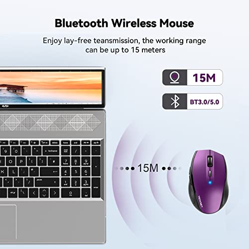 Tecknet Bluetooth Mouse, 3200 Dpi Computer Mouse, 24-Month Battery Life Wireless Mouse 6 Adjustable Dpi, 6 Buttons Compatible With Ipad Pro/Laptop/Surface Pro/Windows Computer/Chromebook-Purple #TOP2