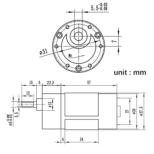 555 High Torque Micro Brush Dc Motor Low Speed Gear Reduction Motor Eccentric Shaft Gearbox Diameter 37Mm High Torque All Metal Gear Electric Micro Gear Motor (12 Volt, 300Rpm) #TOP4