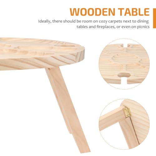 Table pliante en bois pour extérieur compacte kaki pour camping - 8