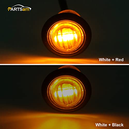 Partsam 10Pcs 3/4" Round Amber Trailer Led Marker Lights 3 Wire Turn Signal Light Clearance Lights Grommet Mount For Pickup Car Trailer Truck Side Marker Lights Sealed Waterproof 12V #TOP4