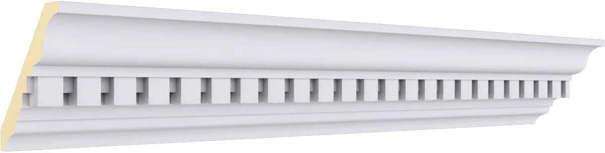 Endurathane Dentil Crown Moulding, 2 3/4"H x 2 3/4"P x 3 7/8"F x 94 1/2"L, Factory Primed (8-Pack)