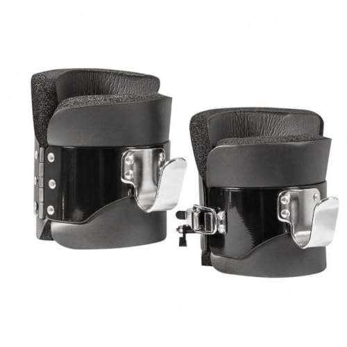 Hard Shell Hanging Ankle Cuffs Foam Inversion Cuffs Metal Hook Padded Ankle Cuff Curved, Black 2-Pack - Image 2