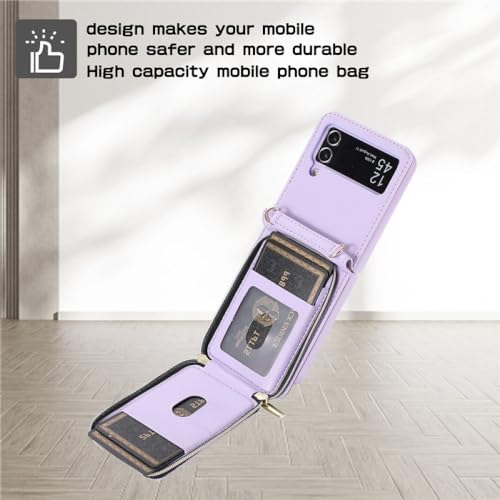 Coque en cuir de luxe avec lanière pour Samsung Galaxy Z Flip 5 4 3 - 5
