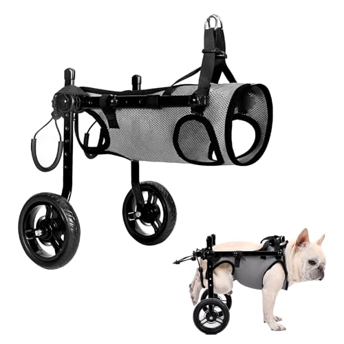 BECEMURU 犬用車椅子 歩行器 歩行補助 軽量 犬介護 補助輪 犬用カート サイズ調整可能 ２輪犬用カーと 犬リハビリ用具 犬ヘルスケア (グレー(XS))