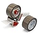 BOMEI PACK Dispenser per pistola a nastro con 2 rotoli di nastro adesivo da imballo marrone 48mm x 66m