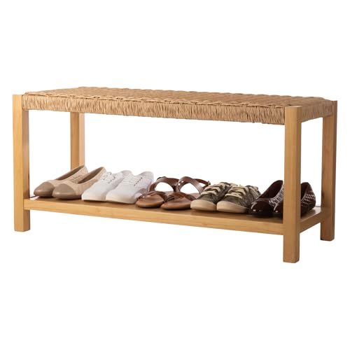 Alaterre Furniture Newport 40 Inch Solid Wood Entryway Bench - Modern Farmhouse Indoor Decorative Bench with Handcrafted Woven Rope Seat - Furniture for Entryway, Dining Room, or Kitchen (Light) by Alaterre Furniture - Image 9