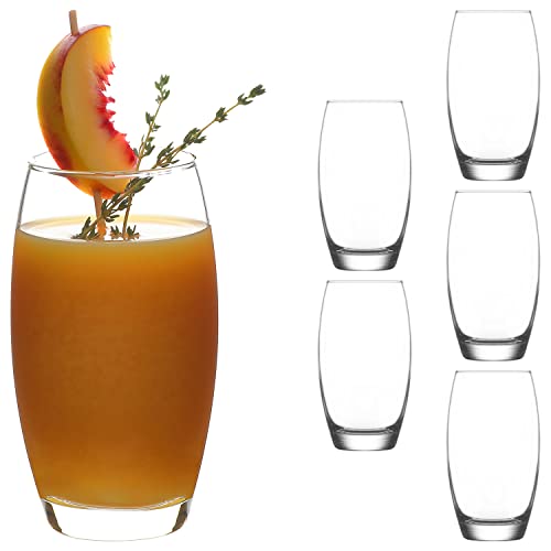 lav Highball Cocktail Glasses Set of 6 - Tall Drinking Glasses for Water, Cocktails, and Juice 17.25 oz - Modern Drinking Glasses for Home, Kitchen, Office - Clear Drinking Glasses