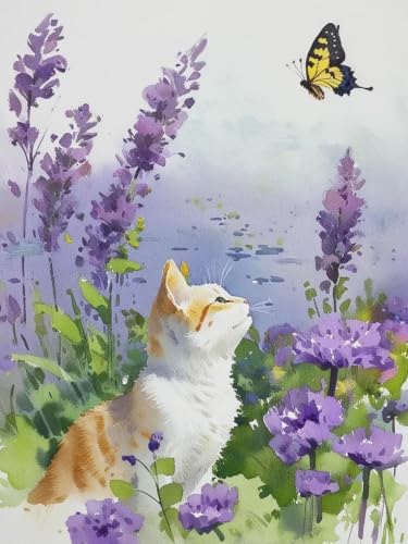 Kit Point de Croix Complet Chat Aquarelle Broderie DIY Adultes Débutants 14CT 80x100cm