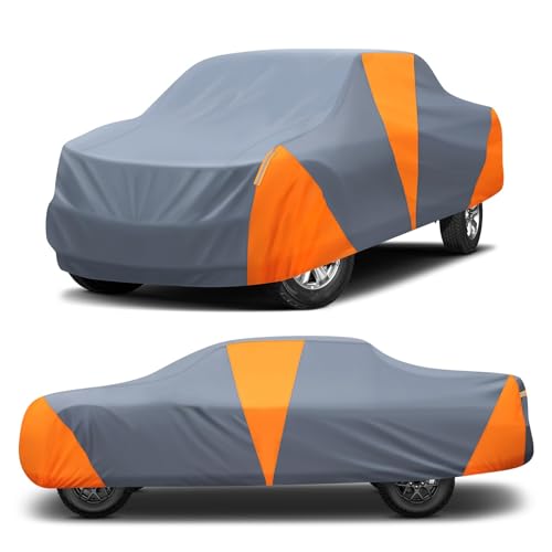 420d Truck Cover Universal Fit for Chevy Silverado for GMC Sierra for Toyota Tundra for Ford F-150 Waterproof Car Cover All Weather Pickup Cover with Reflective Strips(L, Up to 228 inch)
