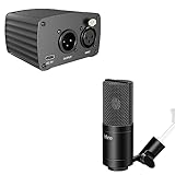 FIFINE XLR Condenser Microphone and 48V Phantom Power, Cardioid Studio Mic for Recording,Vocal,Voice-Over Streaming,Podcast,Power Supply for Condenser Microphone,Recording Equipment (K669C+PM48)
