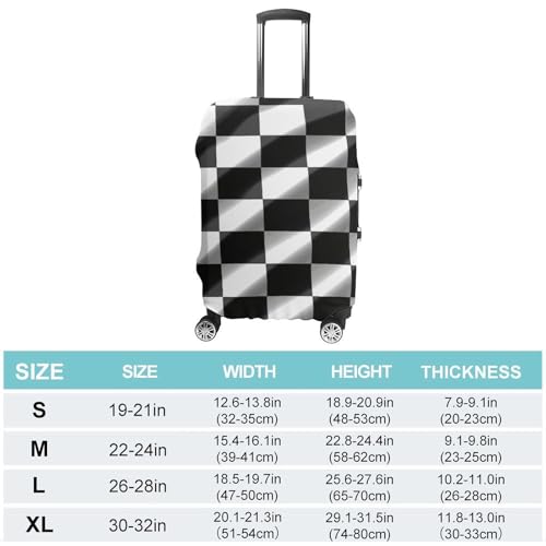 Black White Race Checkered Flag Elastic Luggage Cover Suitcase Protector for 19-32 Inch Suitcases | Universal Stretchable Travel Bag Cover | Anti-Scratch, Washable with Zipper Closure L2