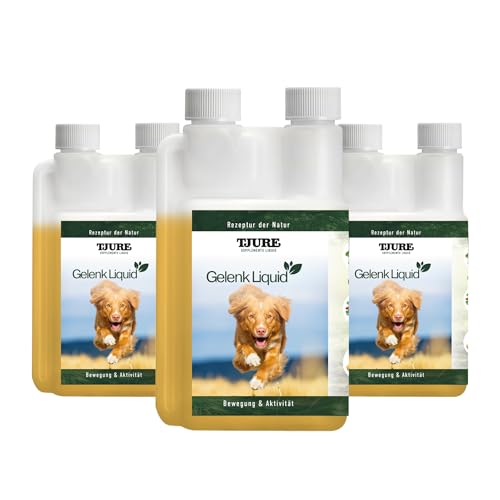 TJURE Gelenk Liquid für Hunde | 3 x 500 ml Sparset | Ergänzungsfuttermittel mit pflanzlichen Inhaltsstoffen | Zur Unterstützung der normalen Beweglichkeit | Teufelskralle & Hagebutte | Made in Germany