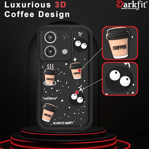Image of Back Case Cover Compatible with Mi Redmi Note 13 5G | Cute Fun Cartoon Ball 3D Coffee Silicone Case | Body Protection | Camera Protection | Shock Proof | Color Black | Pack of 1