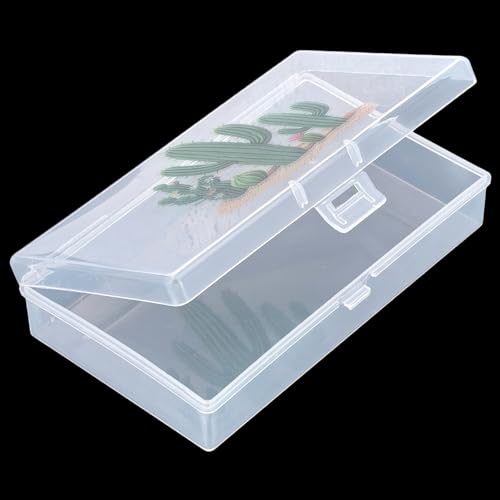 Image of Goodma 8 Pieces Cactus Image Pattern Rectangular Clear Plastic Boxes | Empty Storage Organizer Containers, Hinged Lids, For Small Items and Craft Projects, 5.3 x 3.1 x 1.2 inch