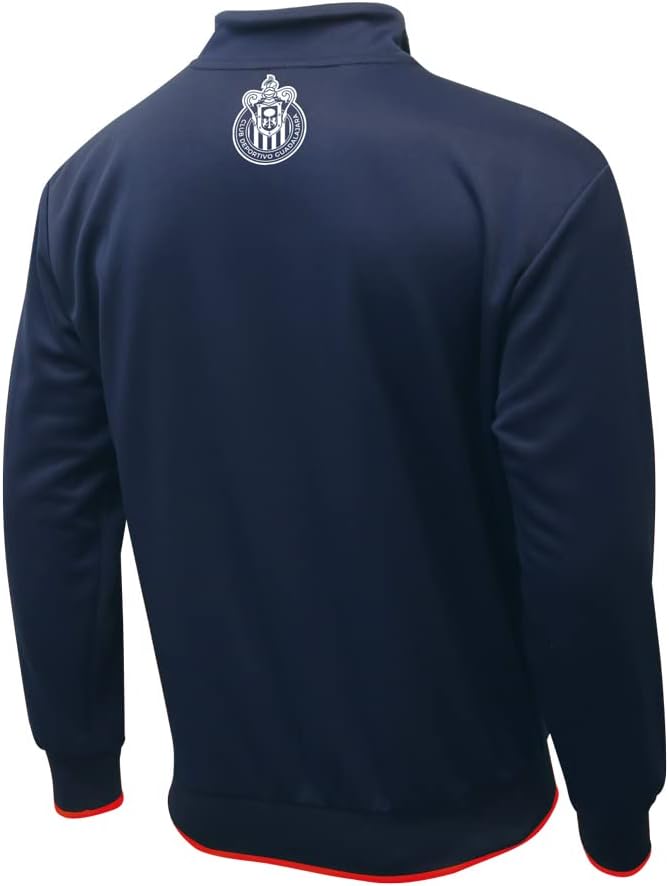 Icon Sports Soccer Track Jacket – Official Men’s World Football Club Team Casual Full Zip Up Active Adult Training Top (Chivas Centering/Navy, Medium)