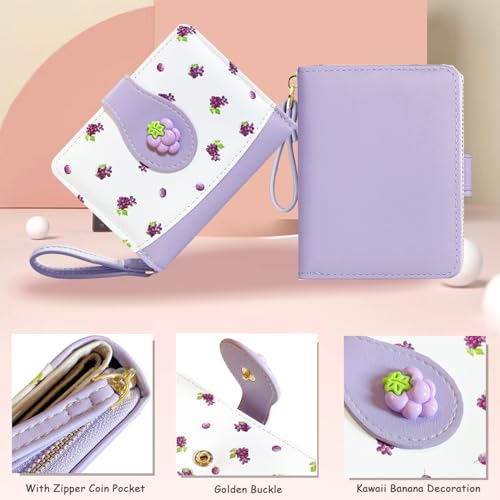Image of Sunwel Fashion Girls Cutest Prints Wallet Card Slots Small Wallet with Zipper Coin Pouch Wallet for Women