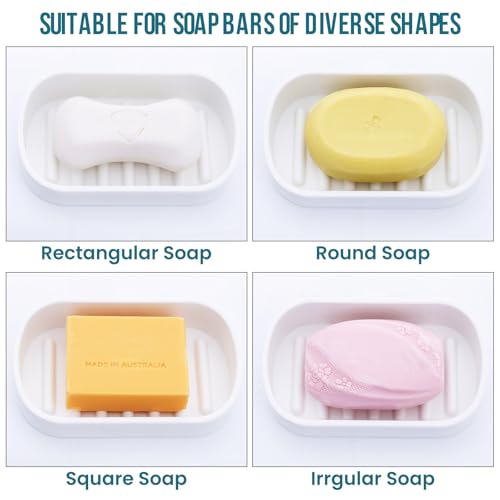 TAILI Soap Holder Saver, Bar Soap Dish Tray Suction Cup for Shower Wall Mounted, Removable, Suitable for Bathroom, Tub,Sponge Holder Kitchen Sink,Removable,Easy to Clean,Universal Bathroom Accessories