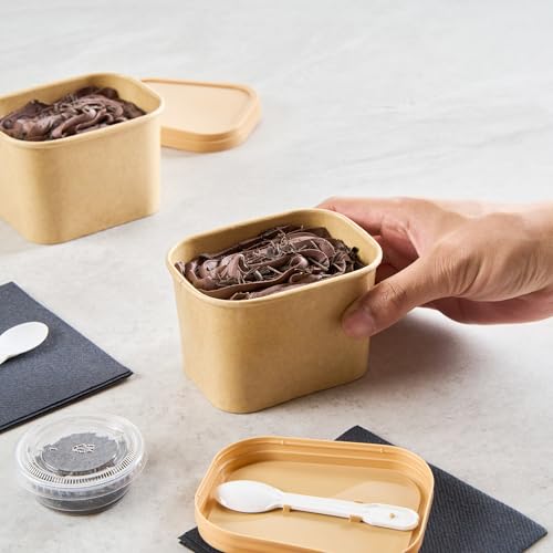 Image of Coppetta 12 Ounce Dessert Cups, 200 Greaseproof Ice Cream Cups - Lids Sold Separately, For Hot And Cold Foods, Kraft Paper Yogurt Bowls, Disposable, For Sundaes, Mousse Or Puddings - Restaurantware