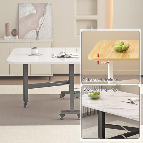Table extensible moderne sur roulettes avec étagères de rangement pour petits espaces