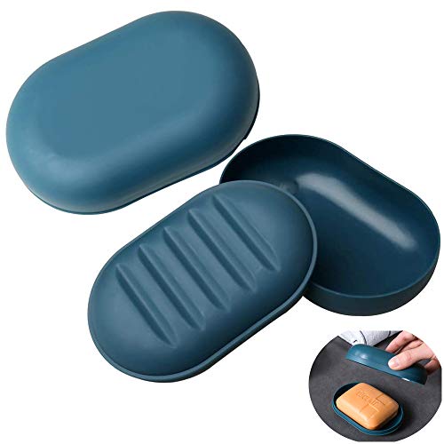 TSKDKIT 2 jaboneras de plástico con tapa, jabonera hecha a mano, resistente al agua, para ducha, cocina, exterior Cover
