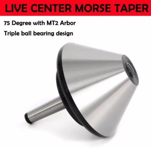5'' MT2 Bull Nose Live Revolving Center Morse Taper, Silver Umbrella Head, for Woodworking, Lathe 120mm Machine Milling Tool