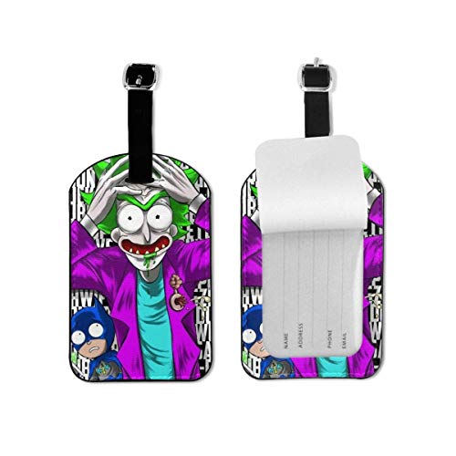 Preisvergleich Produktbild Gepäckanhänger Grünes Haar Cartoon Rick Morty Gepäckanhänger Koffer Gepäcktaschen Verstellbarer Riemen Ledergepäckanhänger Für ID-Etiketten Set Für Reisen