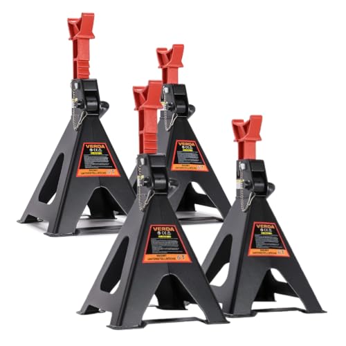 4X Unterstellböcke 6T [385-600mm] Stützböcke mit Sicherung Wagenheber Ständer Set Modellwahl Wagenbock Werkstattstände Profi Reifenwechsel Abstellbock Auto Heber