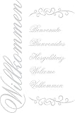 GRAZDesign Wanddeko Wandspruch Senkrecht - Wandaufkleber Klebefolie Willkommen international - Wandtattoo Flur Eingang Welcome / 86x57cm / 720265_57_072