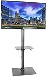 VIVO Black Steel and Glass Shelf TV Presentation Floor Stand LCD LED Plasma Flat Screen Stationary Mount fits 13