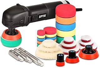 SPTA Mini Polishing Machine Buffer Rotary Polisher Auto Detailing Superpolish with 27Pcs Detail Polishing Pad Mix Size Kit Buffing Pad and 75mm,100mm,140mm M14 Thread Extension Shaft